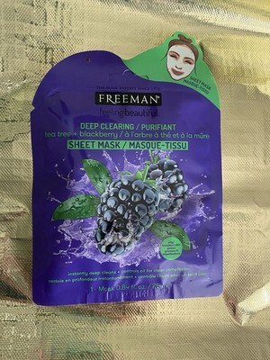 4 Pack Freeman Facial Tea Tree + Blackberry Sheet Mask .84 oz