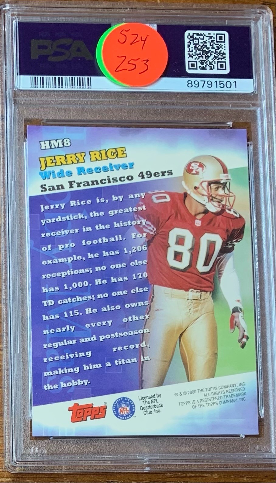 2000 Topps Hobby Masters #HM8 Jerry Rice Circul Ptrn PSA 8 Pop 2 three higher view 2