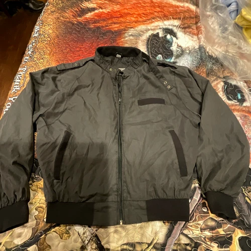 Knightsbridge Men's Black Bomber Jacket L Full Zip Stand-Up Collar - product listing photo