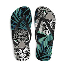 Leopard Jungle Casual Flip-Flops Women's Palm Print Cushioned Sole Summer