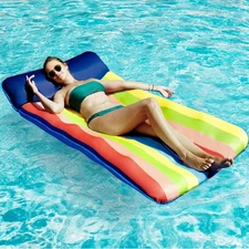 Pool Floats Raft-72 X 37 Extra Large Fabric-Covered for Adults, Inflatable
