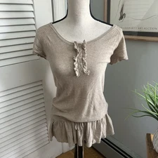 APHORISM Top Women Medium Brown Scoop Neck Soft Knit Feminine Forest Grunge Girl