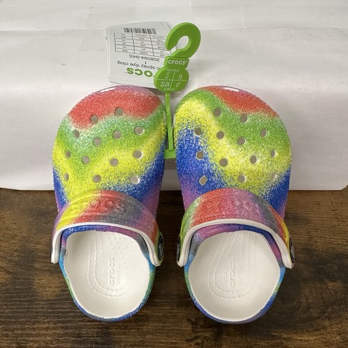 Crocs Classic Tie Dye Clogs (Little Big Kid), Multi Spray, 7 US Unisex Toddler