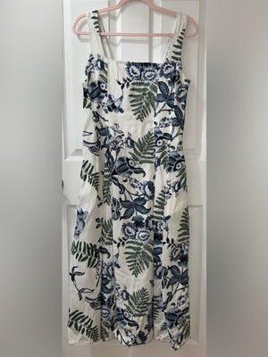Rachel Zoe Blue Floral & Green Fern Print White Midi Dress Size 10 | eBay Rachel Zoe Blue Floral & Green Fern Print White Midi Dress Size 10 | eBay