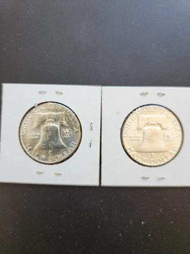 Two 1955 Franklin half dollars 90% silver UNC  Excellent Condition!!