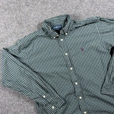 Ralph Lauren Button Down Shirt Kids L 16/18 Green Plaid Long Sleeve Preppy