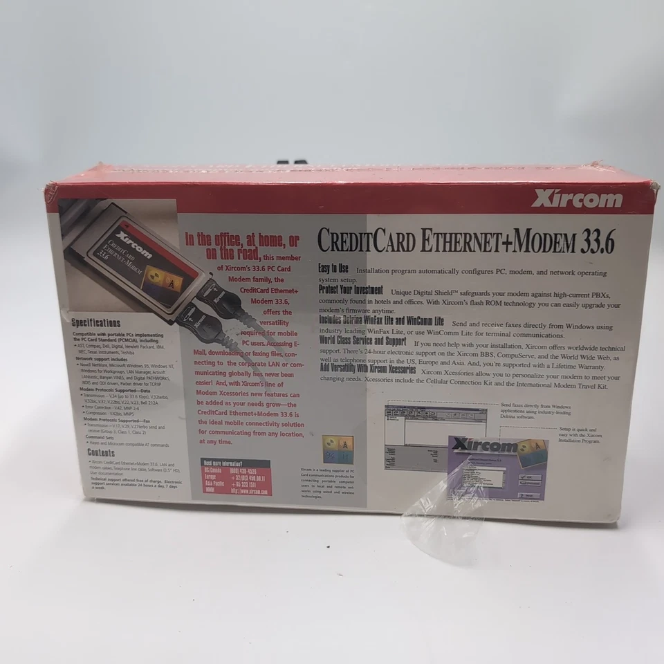 Xircom 33.6 Credit Card Ethernet modem New Sealed In Box - Image 3 of 4