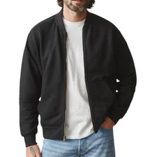 American Giant Men’s Black Fleece Bomber Jacket Size Large NWOT Full Zip Heavy