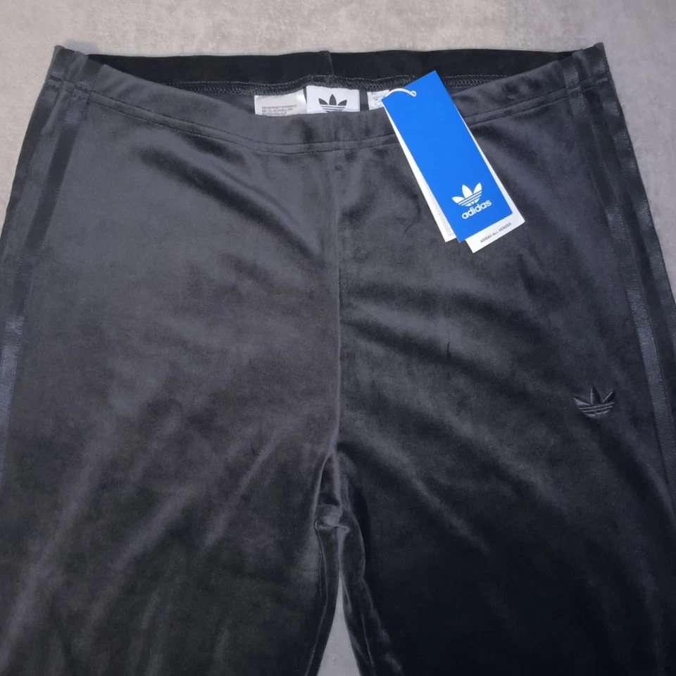 Adidas Black Velvet Flared Leggings Uk Size 8(XS) - Image 2 of 4