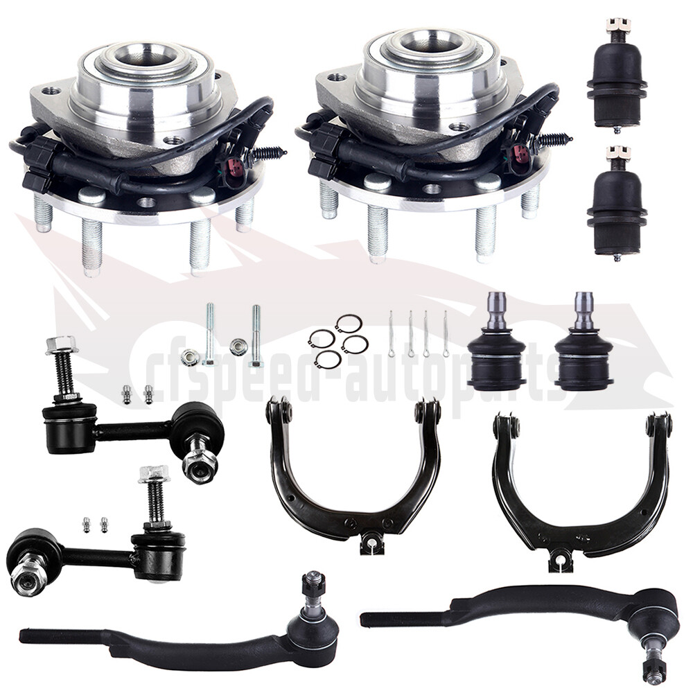 12PCS Front Upper Control Arm & Wheel Hub Bearing Kit for Chevy Trailblazer GMC Envoy