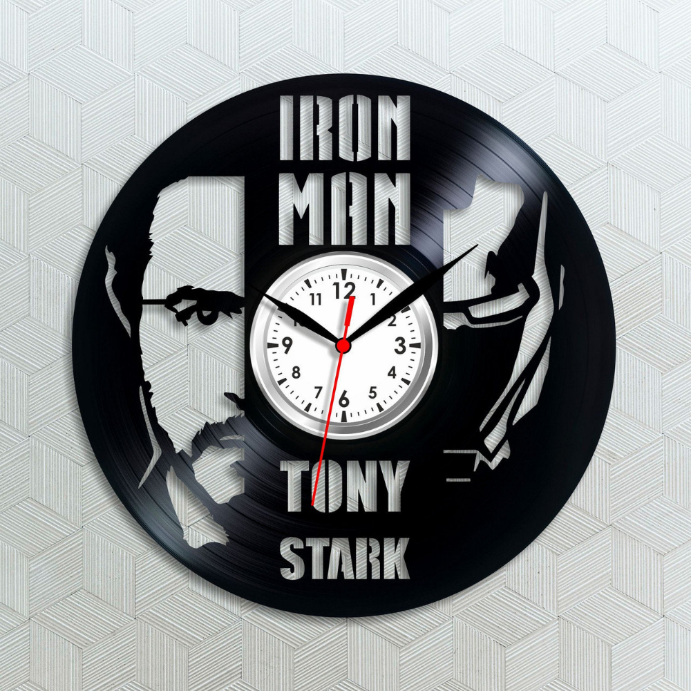 OROLOGIO IN VINILE DA PARETE SU LP 33 IRON MAN TONY STARK