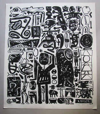FRIEDER HEINZE , 1950 Leipzig . SERIGRAPHIE '' WÜHLEN '' 1989 signiert .Großformat