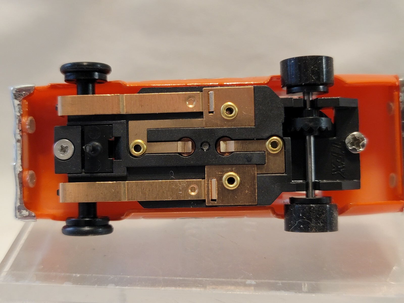 Ford Fairlane 427 C.I. Smoky Hughes 76 Orange Ho Slot car with a TFX