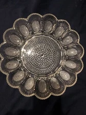 Vintage Indiana Glass Crystal Egg Relish Tray NIB Sunflower Flower Hobnail 11" 