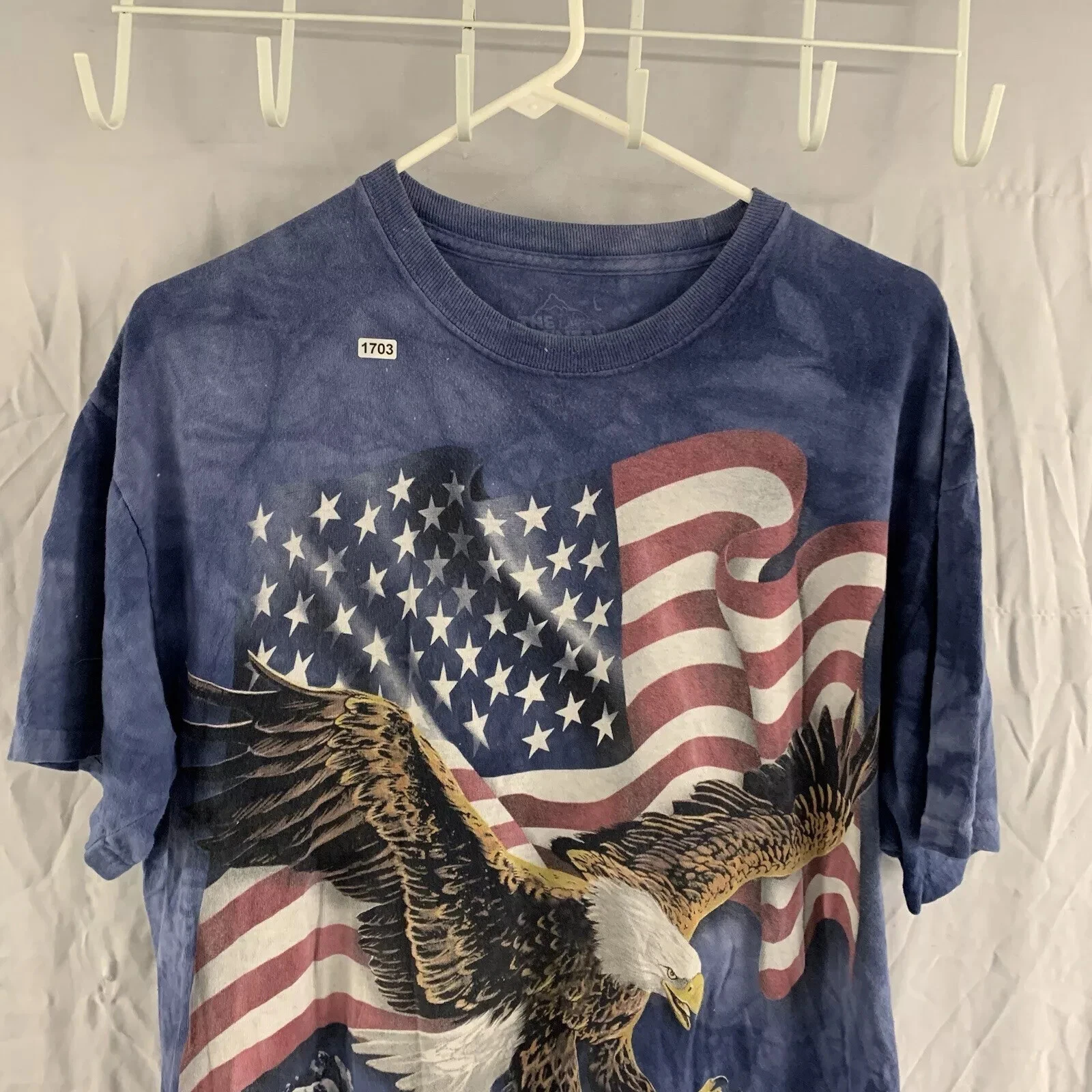 The Mountain Shirt Adult Large Blue Short Sleeve American Bald Eagle USA Men’s