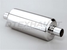 Dtm-105 Hi Polished Stainless Muffler 6 Round 2.25 Inlet Centercenter 20 Long