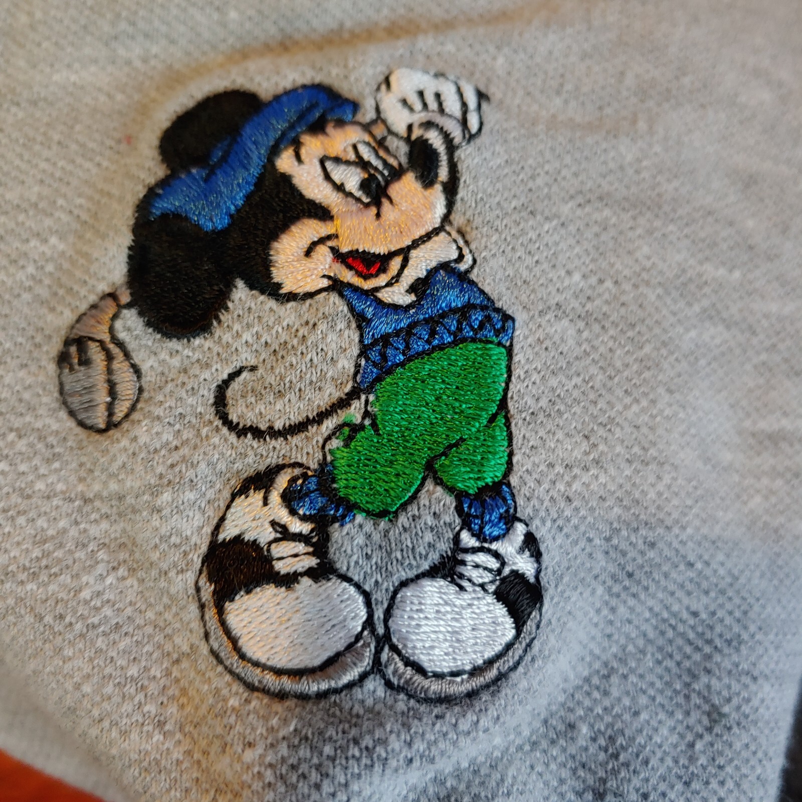 VTG Disney Designs Polo Shirt Mens Large Gray Short Sleeve Micky Embroidered USA