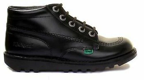 Kickers Kick Hi Lace Up Leather Boots Boy Shoes In Black Size US 4 - 7 - Image 2 of 4