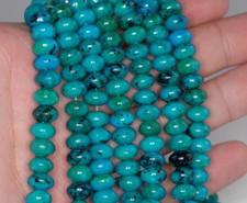 8X5MM CHRYSOCOLLA GEMSTONE RONDELLE LOOSE BEADS 15.5"