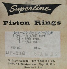 Nors 1963-1966  Buick 425 Engine Std Piston Ring Set