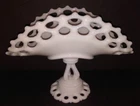 Vintage Westmoreland Doric Banana Bowl Milk Glass Pedestal 8.25" Tall 11.25"Long