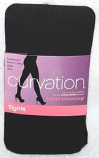 Curvation Women's Curvaceous 1-4 Solid Black Figure Enhancing  Tights  3570