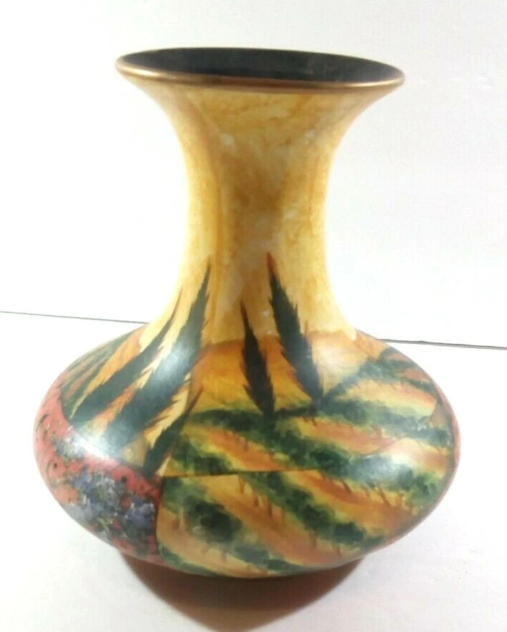 Ваза с африканским принтом декупажный вид, золотая отделка и черный интерьер 6 дюймов в высоту - Изображение 2 из 4