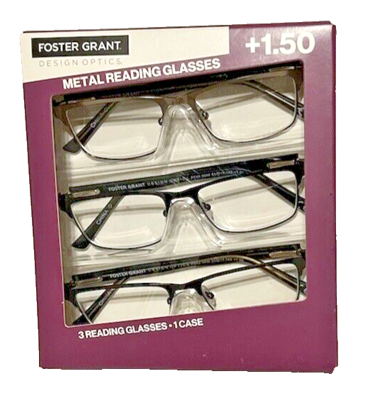 Design Optics ~Foster Grant~ Metal Reading Glasses~ Pack~