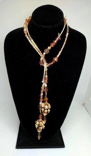 Lovely Long Necklace By Michal Negrin With Pink Shades Crystals Charming Unique. - Picture 6 of 21