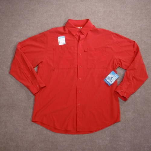 Reel Legends Mens Shirt Large Red Performance Fishing Long Sleeve Quick Dry NWT - Picture 1 of 12