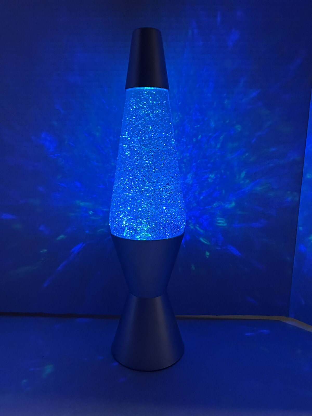 14.5” Color Phasing Vortex Glitter Lava Lamp Silver Base Red Blue Green
