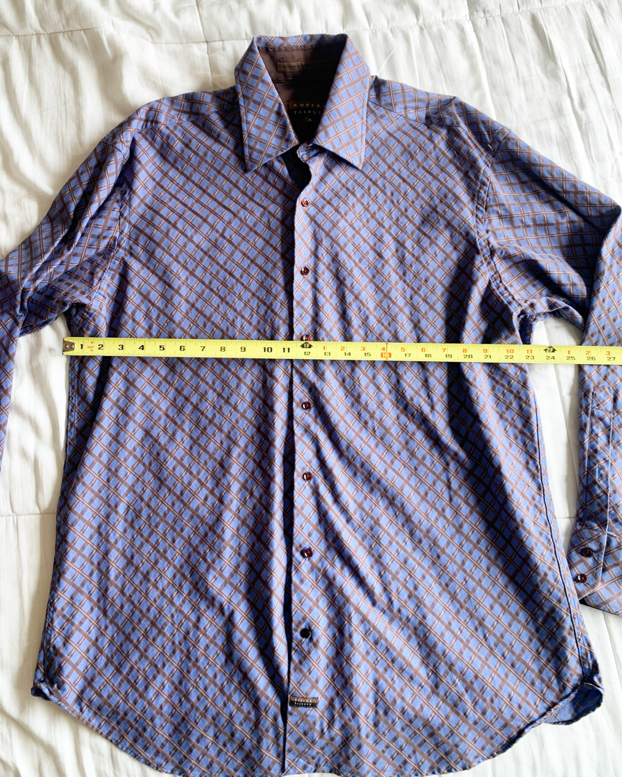 Robert Talbott Blue and Brown Pattern Button Up L… - image 6