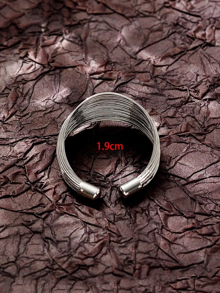 Anello Uomo Irregolare Punk Gotico Regolabile Anello minimal fascie intrecciato - Immagine 2 di 3