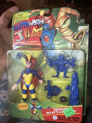 PRINCESS WHAT'S HER NAME - EARTHWORM JIM - PLAYMATES 1994 MINTY MOC SECURE SHP