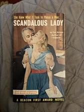 Sleaze gga Vintage Pb, Scandalous Lady by Nichols, Beacon Book B114, 1958, G+