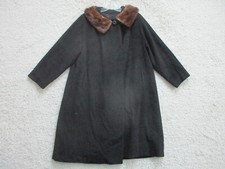 Vintage Jordan Marsh Coat Jacket Large Black Pockets 100% Cashmere Midi Womens