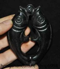 3''China Hongshan Culture Meteorite iron Sacrifice Feng Shui fish Amulet Pendant