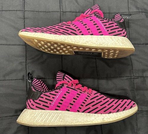 Adidas Nmd R2 Primeknit Boost Japan Shock Pink Sneakers BY9697 Men Size 11 - Picture 2 of 13