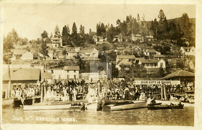 On Waterfront July 4 1916 Harrison ID Idaho RPPC Photo Postcard COPY