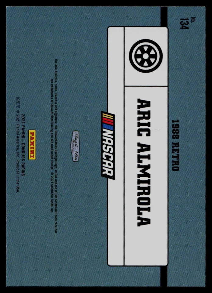 2021 Panini Donruss NASCAR - Retro 1988 Green /99 #134 Aric Almirola - Image 2 of 2