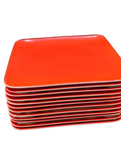 -50 % SottopiattI Porcellana Set 12 Quadrati Rosso Guy Degrenne *81767