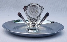 Rare Vintage Chrome Wreath Ashtray Cigarette Cigar Holder MCM Pincher Tobacciana