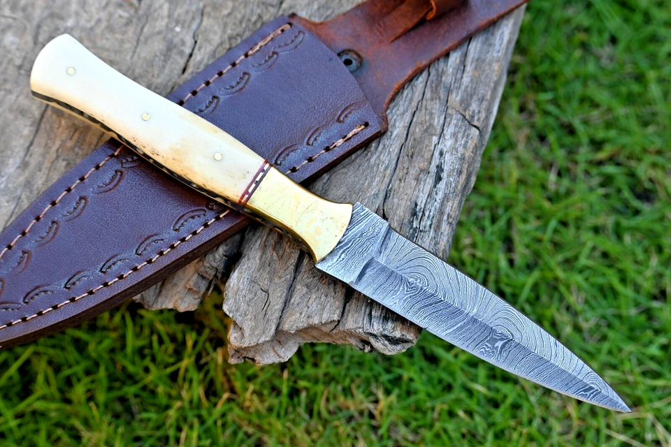 定制手工锻造大马士革钢刀片靴刀 DAGGER HUNTING 864 — 第 4/4 张图片