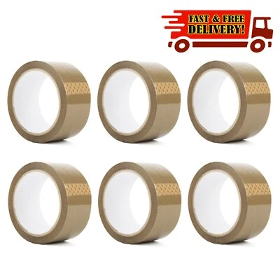 COREPACK 6 ROLLS OF STRONG BROWN PACKING TAPE - 48mm x 66m (2") - Big Rolls Parcel Tape