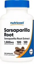 Nutricost Sarsaparilla Root Extract (1500mg Equivalent) 120 Vegan Capsules
