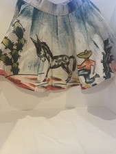 Vintage 1950s Girls Mexican Tourist Handpainted Full Circle Skirt