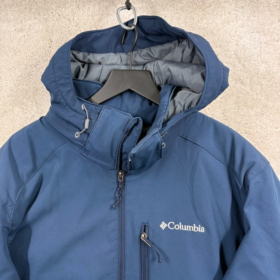Abrigo Columbia Para Hombre Talla Grande Azul Con Capucha Cremallera Completa Esquí Snowboard Bolsillos Foto 2 de 4