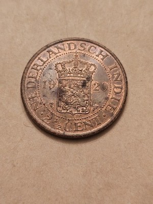 1920   NETHERLANDS DUTCH EAST INDIES 2 1/2 CENT WORLD COIN KM316 FREE SHIP 