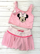 Minnie Mouse Disney 2 Piece Pink polka dot Swimsuit bikini 7/8