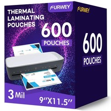 600 Pack Laminating Sheets, 3 Mil, 600PACK-3Mil 9 x 11.5Inches , Transparent